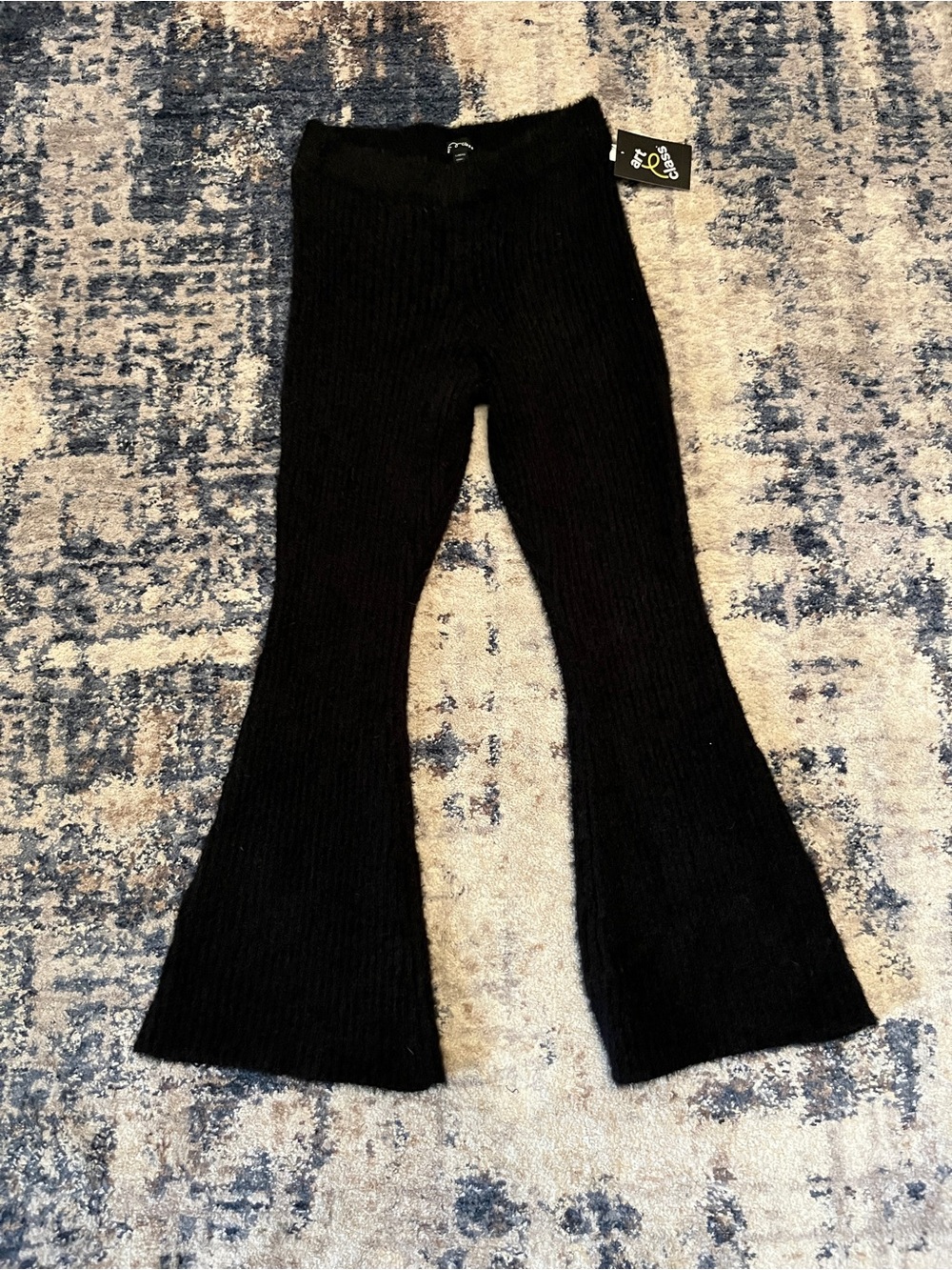 art class Black Ribbed Flare Knit Joggers for Kids